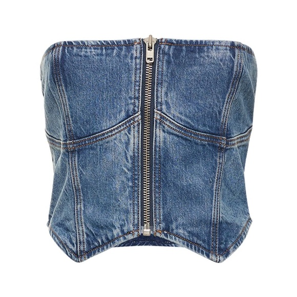 🌺🎉HP🎉🌺 NWT Reformation Ena Denim Bustier Top - Picture 9 of 16